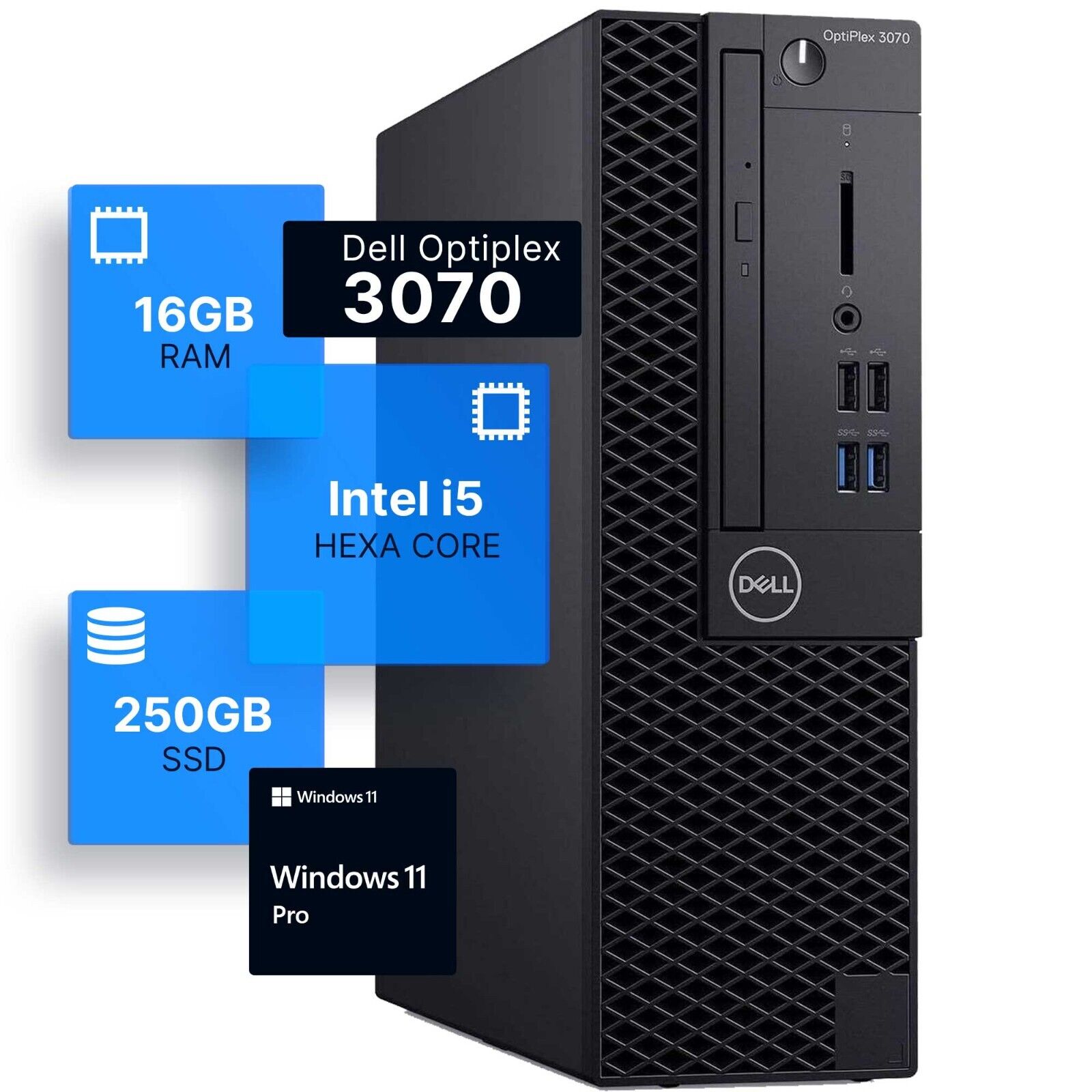 Dell Optiplex Desktop Computer Intel Hexa Core i5 16GB RAM 250GB SSD Windows Pro