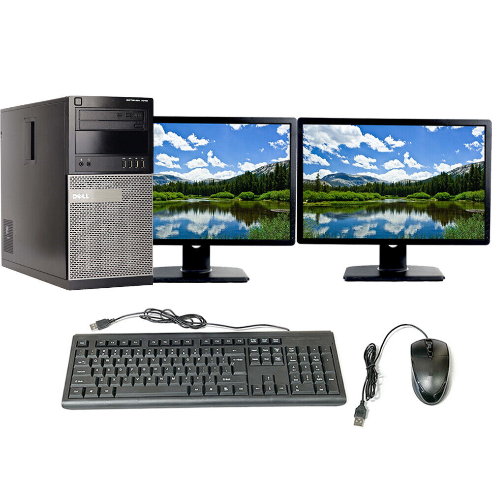 Dell Desktop Computer i7 16GB RAM 512GB SSD 1TB Dual 22″ LCD Windows 10 Pro WiFi