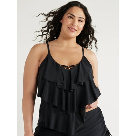 Time and Tru Women’s Tiered Tankini Swim Top, Sizes S-3X