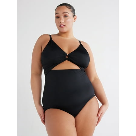 Time and Tru Women’s and Women’s Plus O Ring One Piece Swimsuit, Sizes XS-3X