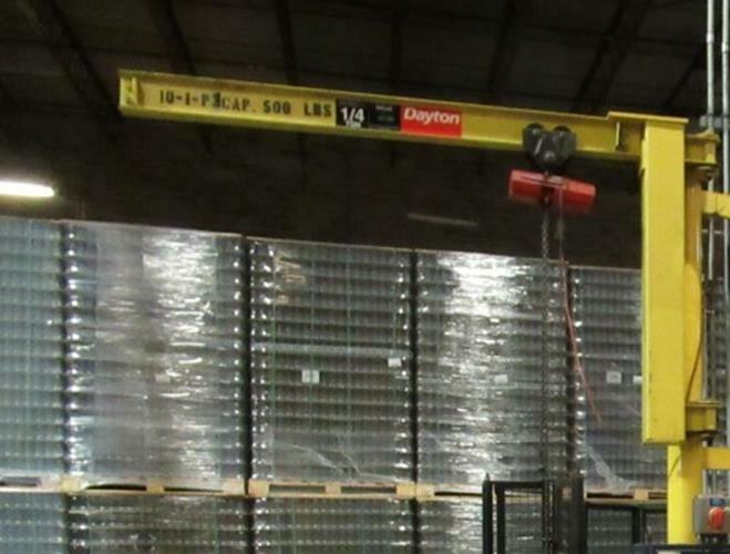 Dayton Roll Tip Lift System, jib crane & electric chain hoist 1/8 to 1/4 tons