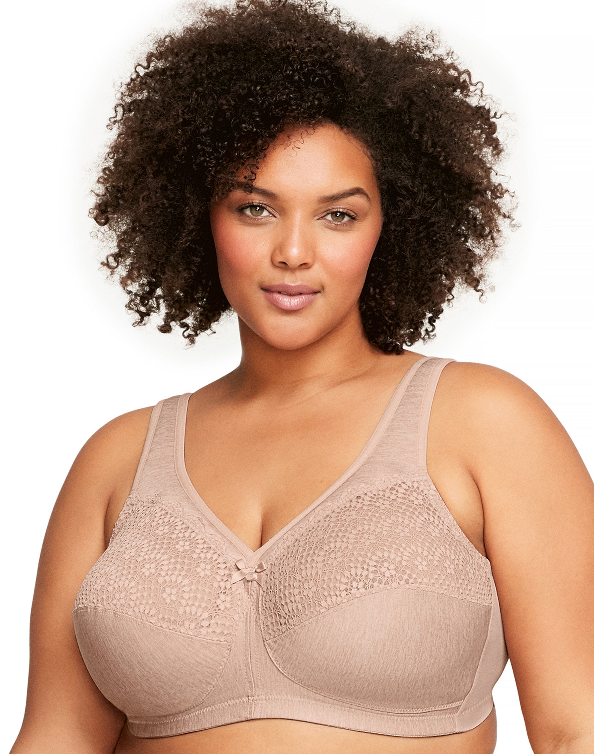 Glamorise Full Figure Plus Size MagicLift Moisture Control Wirefree Support Bra Cafe 48D Women’s