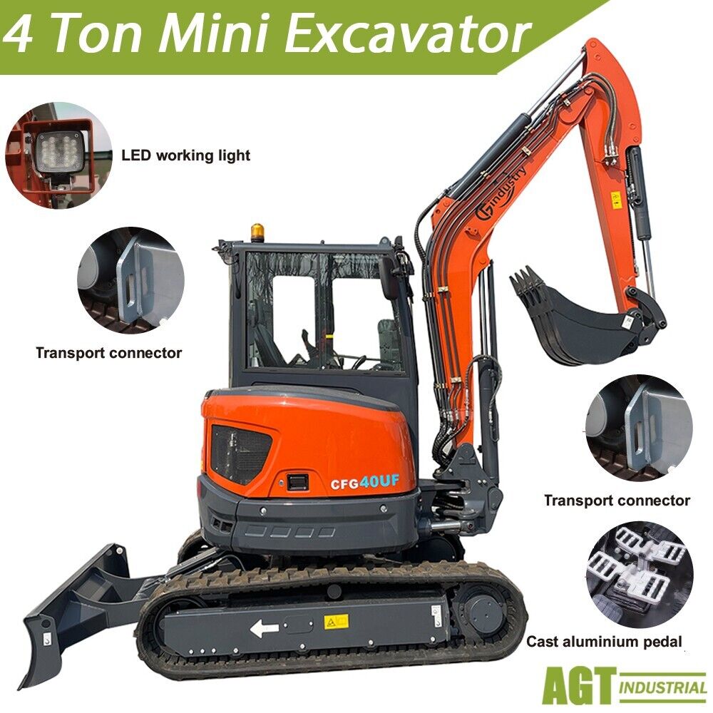4 Ton Mini Excavator Digger Hydraulic 25HP Kubota EngineTracked Crawler EPA 40UF