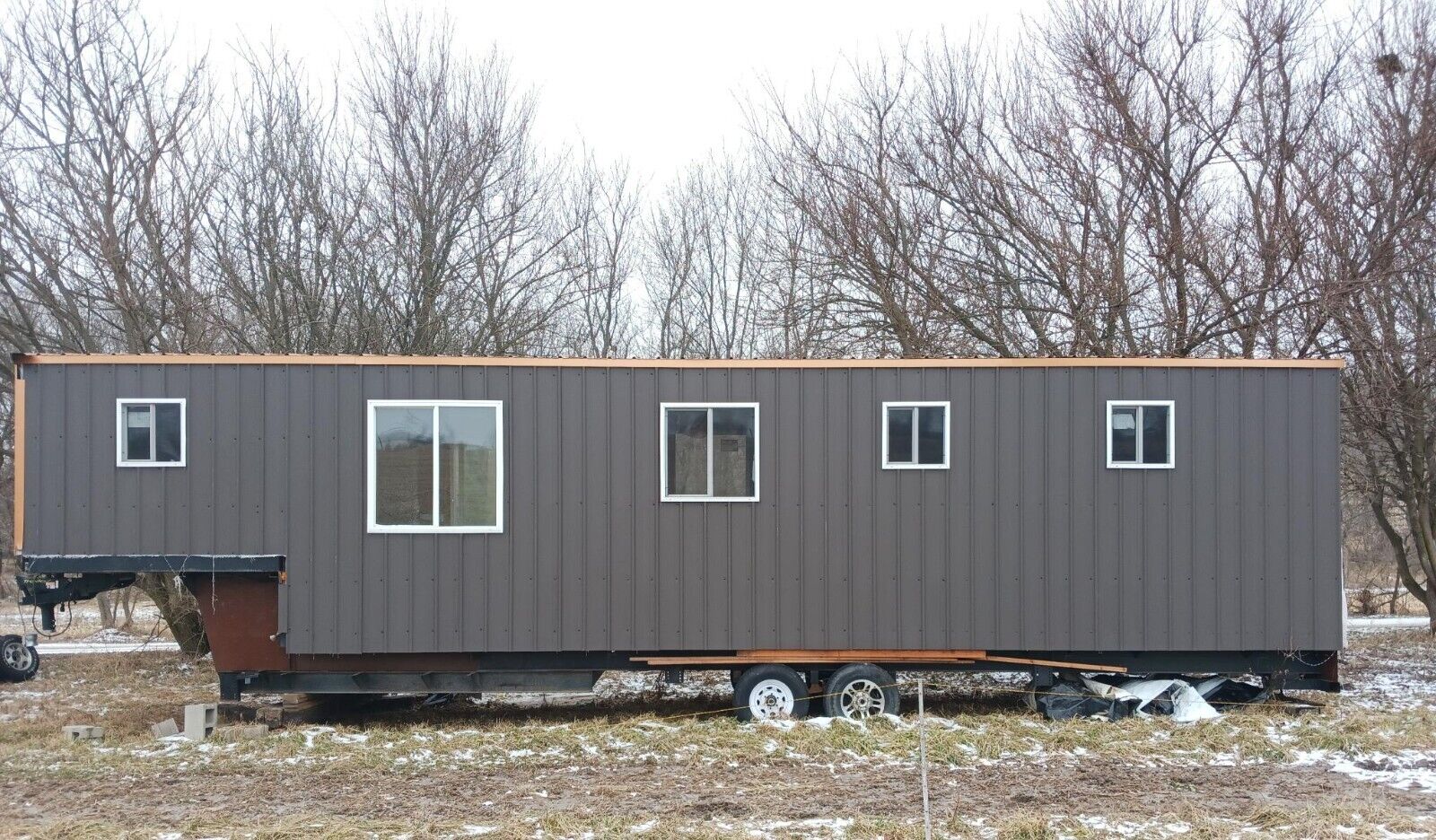 Unfinished homemade 43-foot tiny house; 5th-wheel (gooseneck adapter included), 