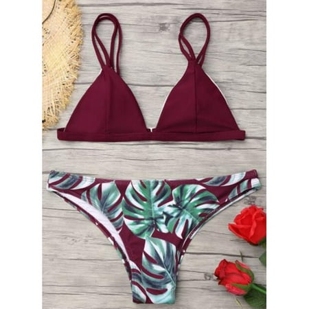 Ruziyoog 2 Piece Bathing Suits Spaghetti Strap Print Women Bikini Cute Swimsuits for Teen Girls