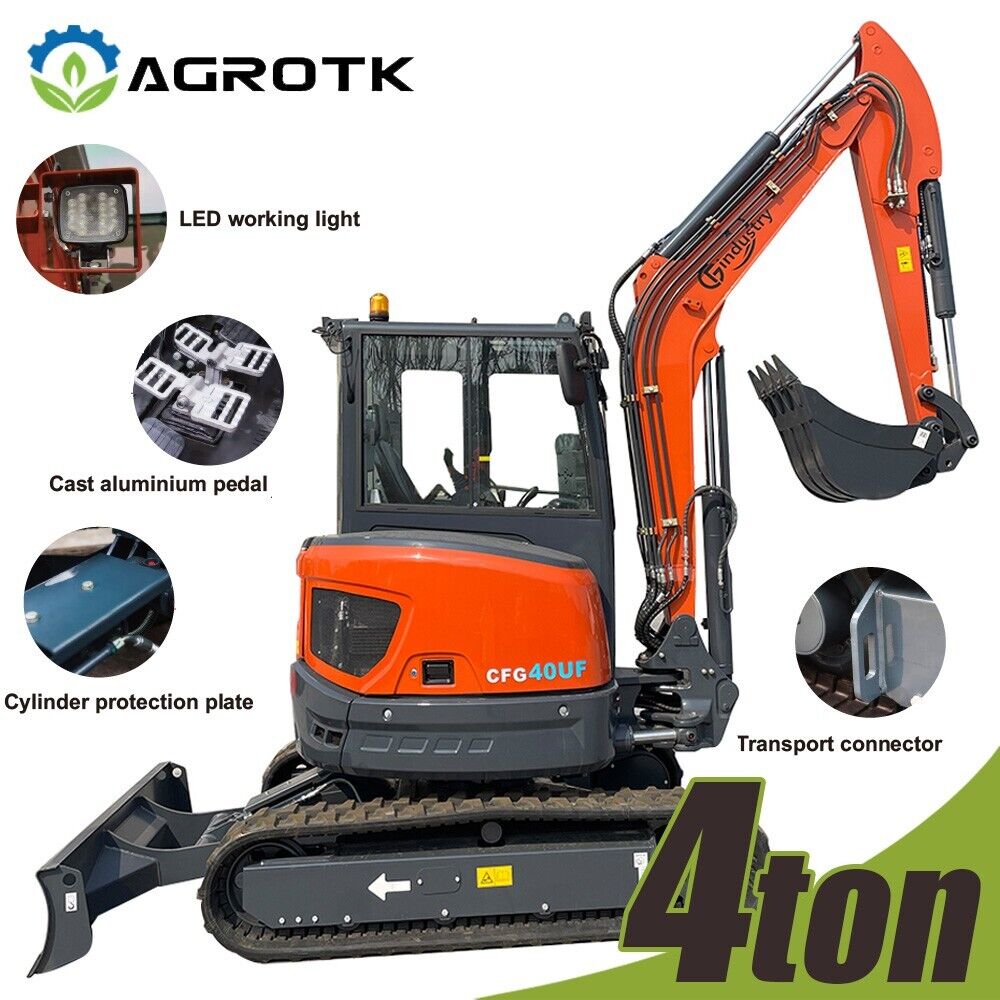 40UF Mini Excavator Digger 4 Ton Hydraulic 25HP Kubota Engine Tracked Crawler