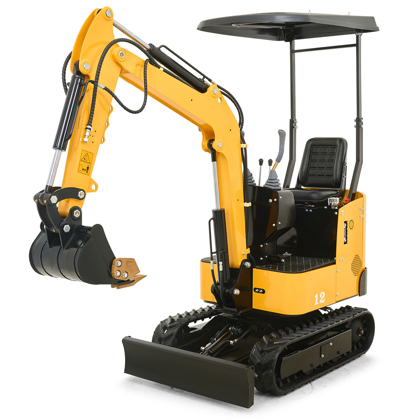 CREWORKS Mini Excavator 13.5hp 1-Ton Crawle Digger w/ 6 Attachments Auger More