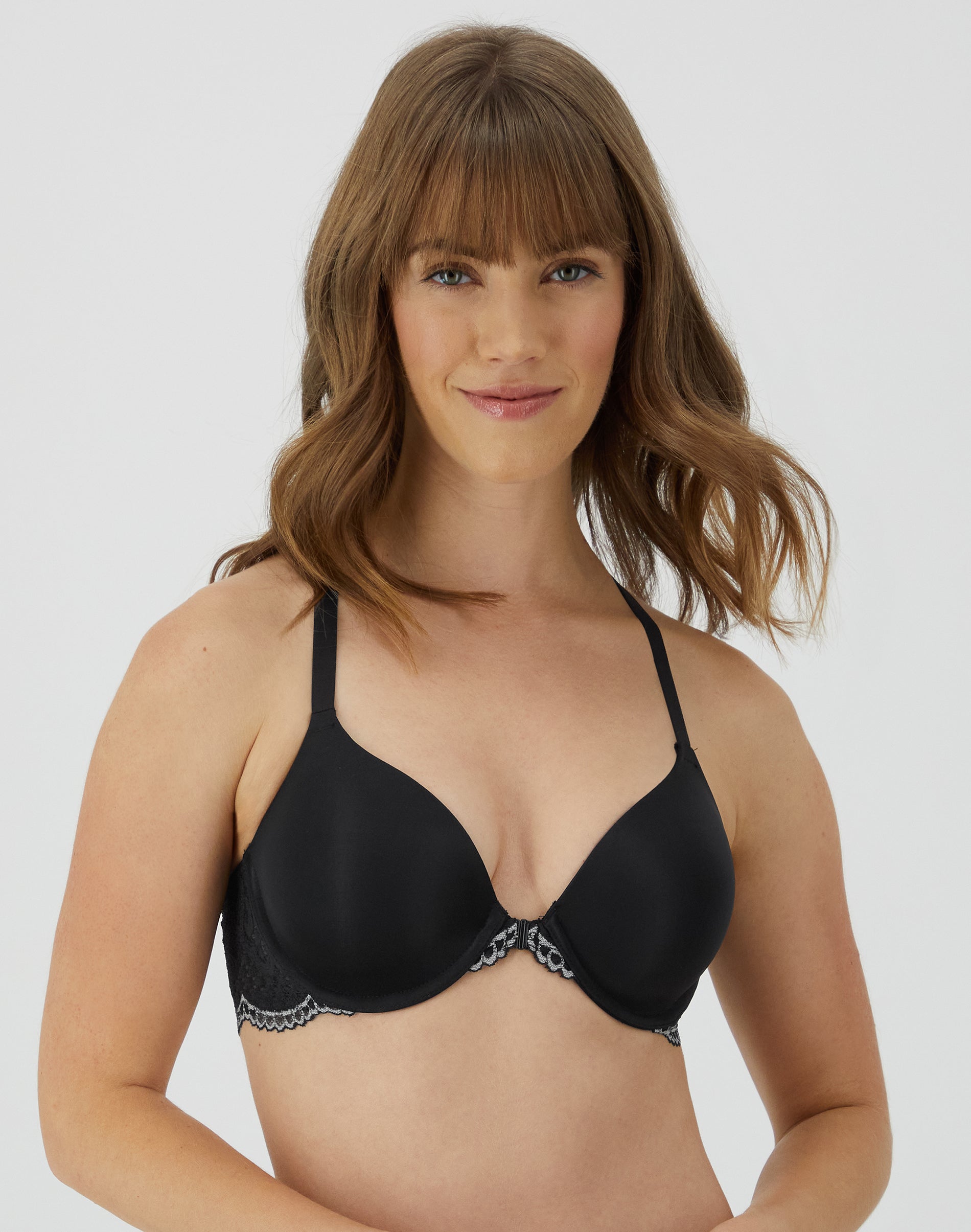 Maidenform One Fab Fit Everyday Full Coverage Racerback Bra Black w/Eiffel Grey 34C Women’s