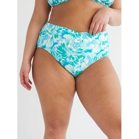 Time and Tru Women’s and Women’s Plus Floral V Bikini Bottoms, Sizes XS-2X