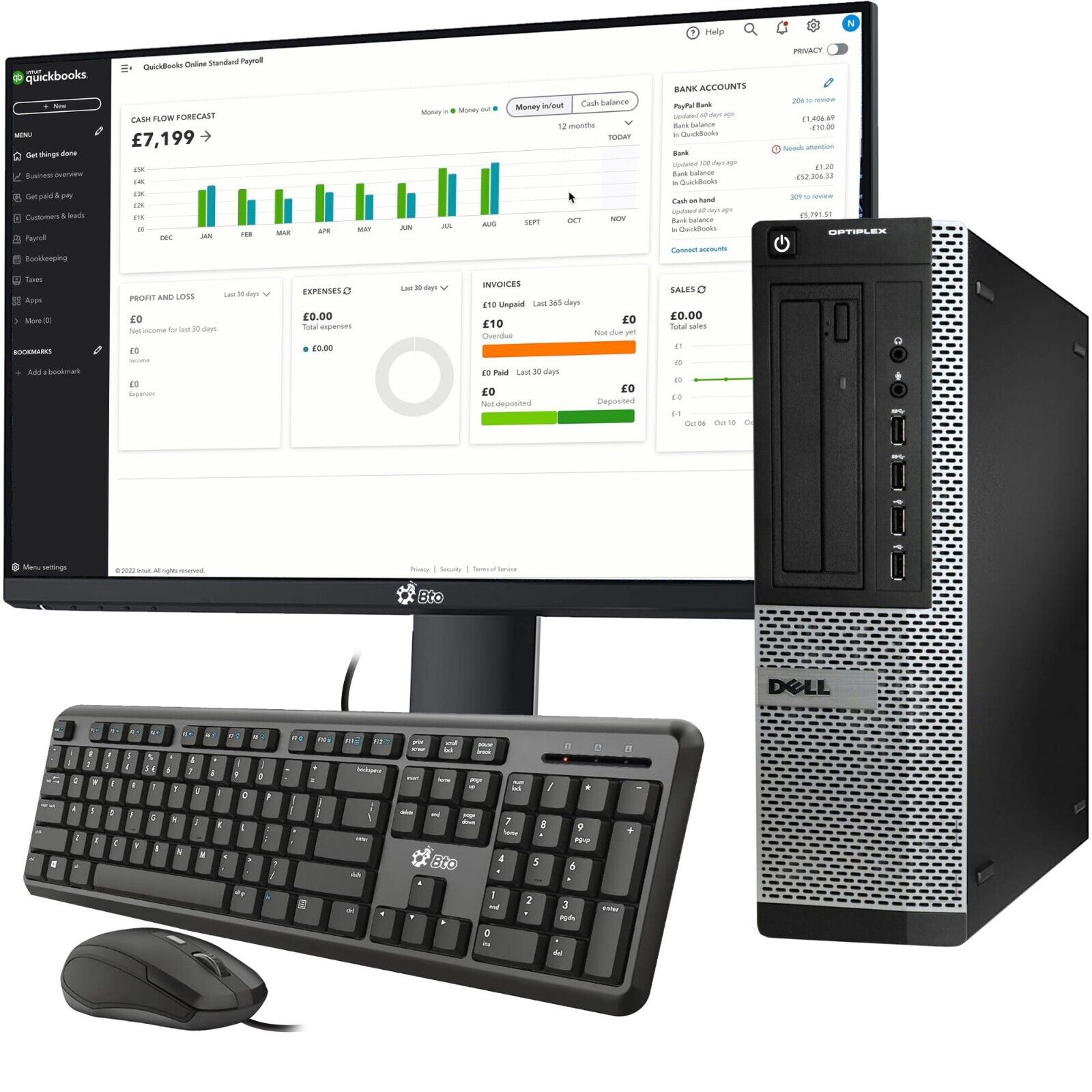 Dell OptiPlex Desktop PC i5-2400 16GB Ram 512GB SSD 2TB HDD 24″ LED Win 10 Pro