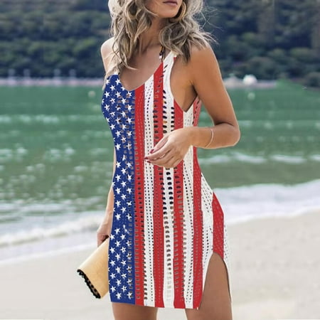 Danhjin 4th of July Women’s American Flag Print Cover Up Tops Shirt Patriotic Cardigan Bikini Coverups Plus Size Swimsuit Bikini Beach Bathing Suit Swimwear – Summer Savings Clearance