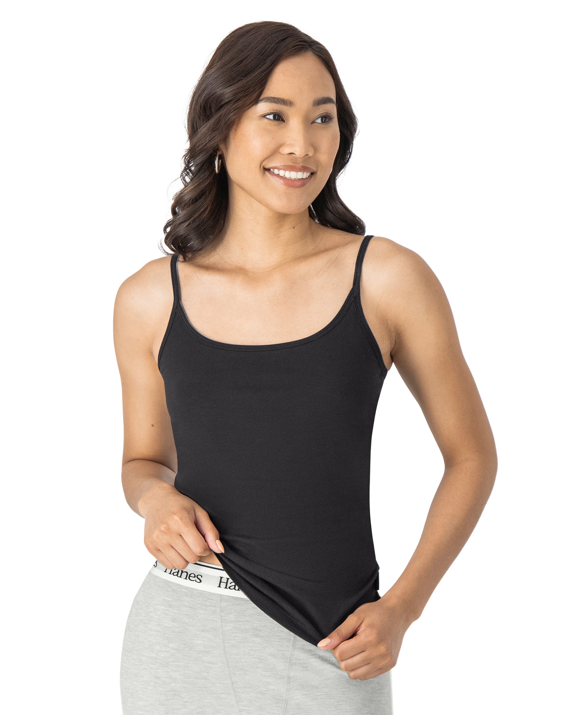 Hanes Originals Comfywear Women’s Shelf Bra Cami Black 2XL