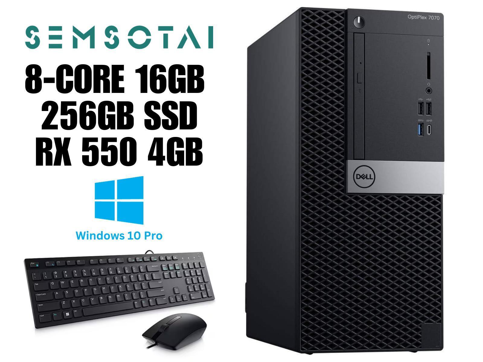 Dell Optiplex 7070 MT i7-9700 16GB 256GB SSD RX 550 Windows 10 Pro Computer PC