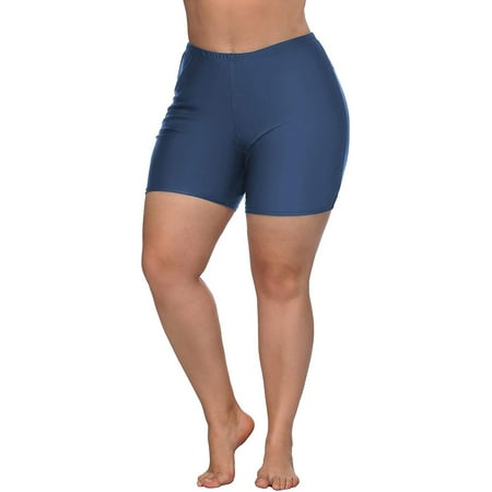 Womens Plus Size Swim Shorts High Waisted Swimsuit Shorts Boyleg Swim Bottoms