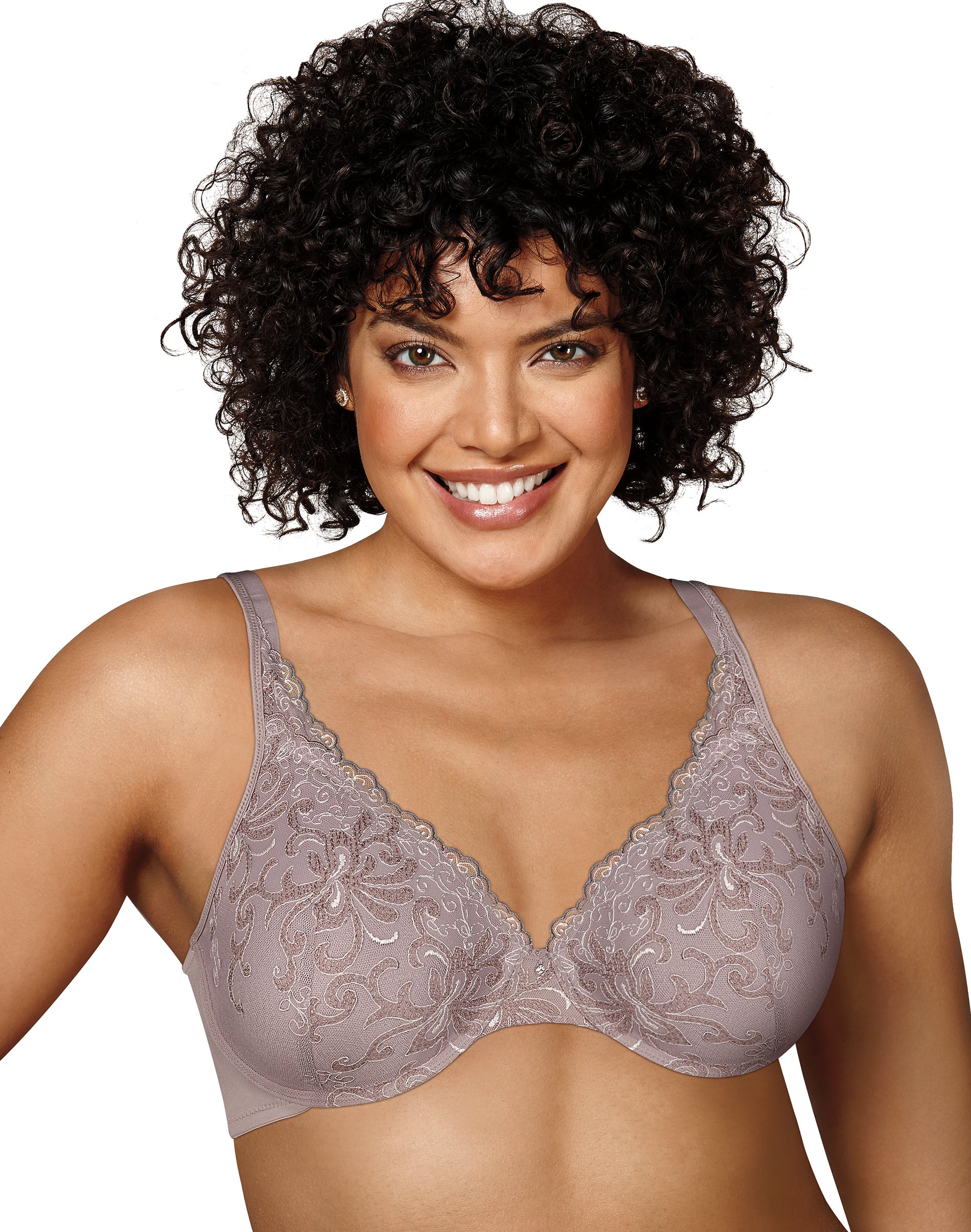 Playtex Secrets Beautiful Lift Embroidered Underwire Bra Warm Steel/Mother Of Pearl Embroidery 44D Women’s