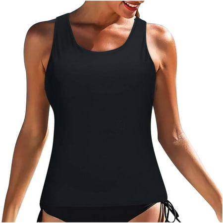 Swimsuits for Women Trendy Print Racerback Sleeveless Tankini Top Bathing Suit Tops Tunic Comfy Swim Shirts for Beach