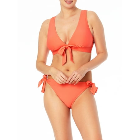 Time and Tru Women’s and Women’s Tie Front Bikini Swim Top with Wide Straps