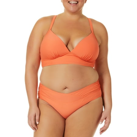 Time and Tru Women’s and Women’s Plus Solid Mid Rise Bikini Bottoms