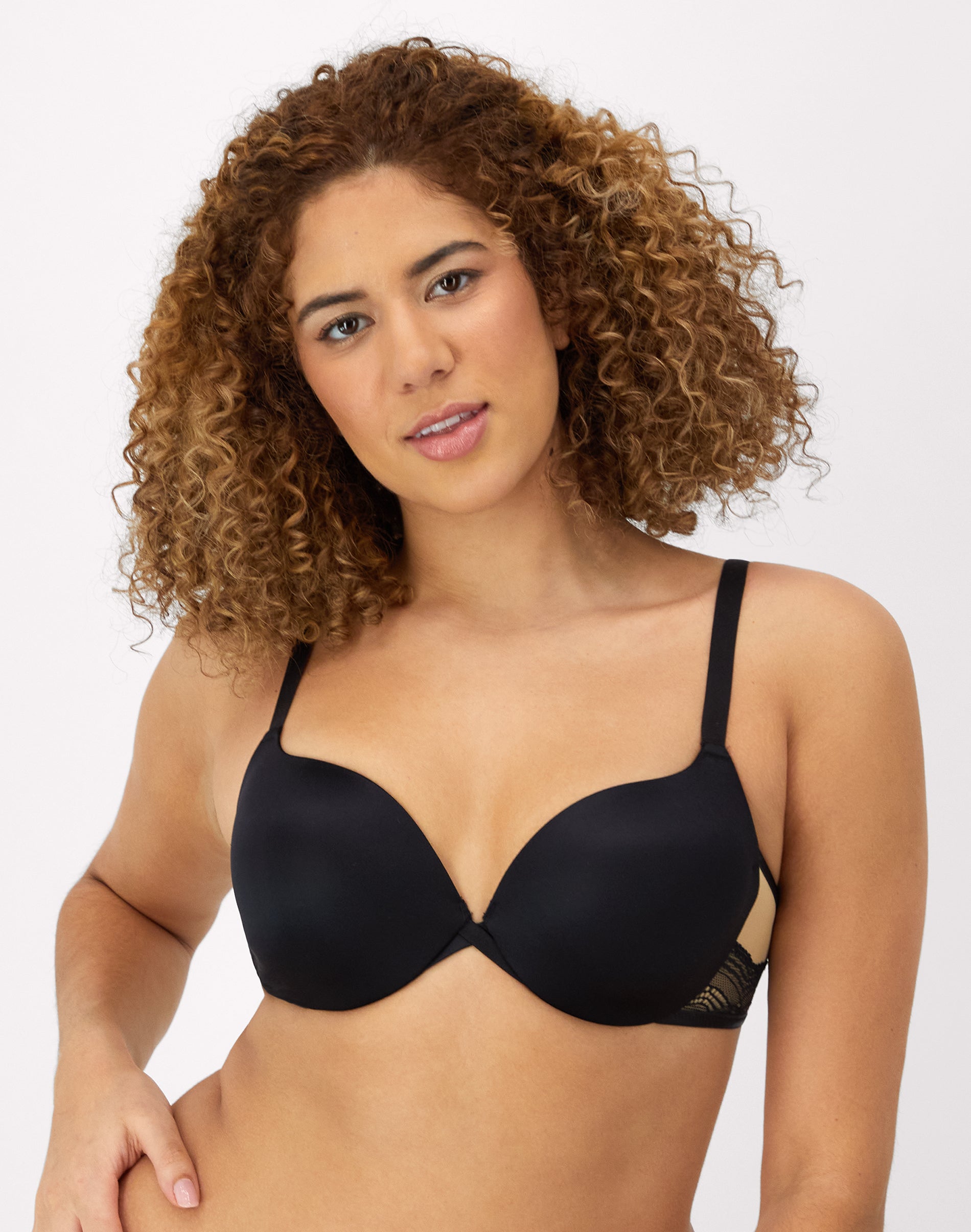 Maidenform Push Up & In Underwire Bra Black W/Body Beige 36B Women’s