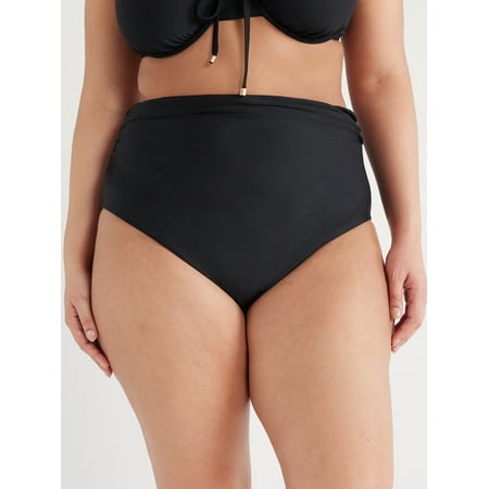 Time and Tru Women’s and Women’s Plus Ruched Slimming Bikini Bottoms, Sizes S-3X