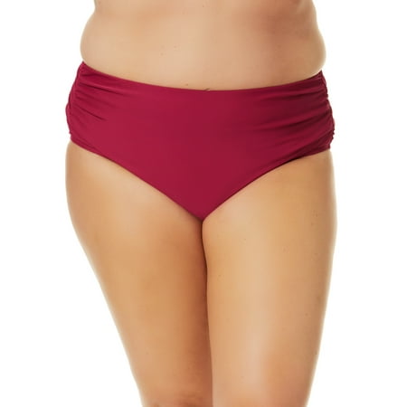 Time and Tru Women’s and Women’s Plus Solid High Waist Bikini Swim Bottom