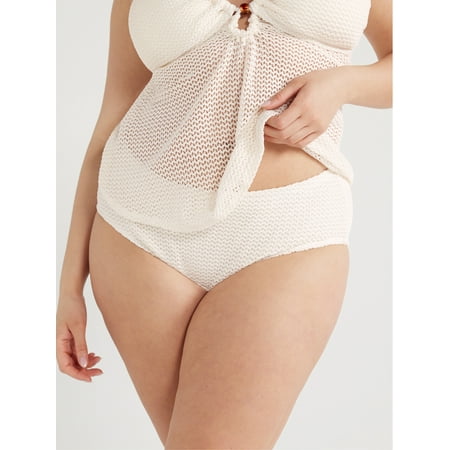 Time and Tru Women’s and Plus Mid Rise Crochet Bikini Swim Bottoms, Sizes S-3X