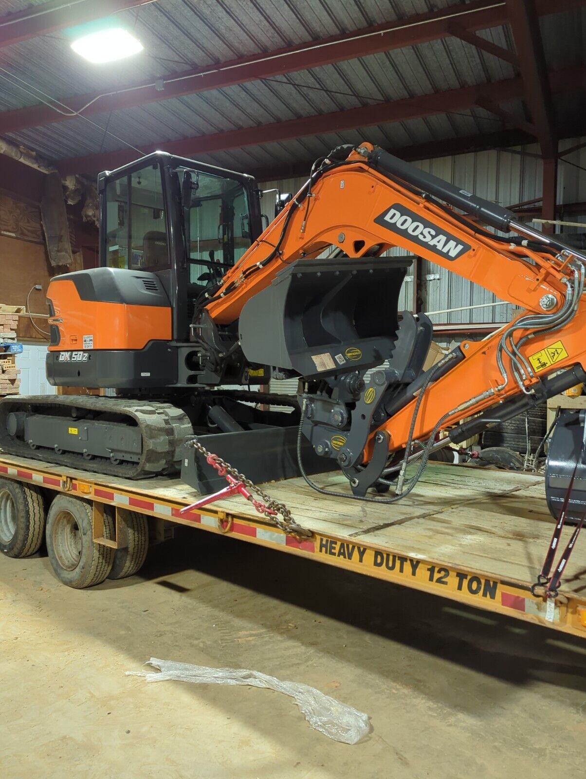 Doosan DX50Z-7 2023 with 12 Ton Trailer. 24″ bucket and 42″ ditching bucket.