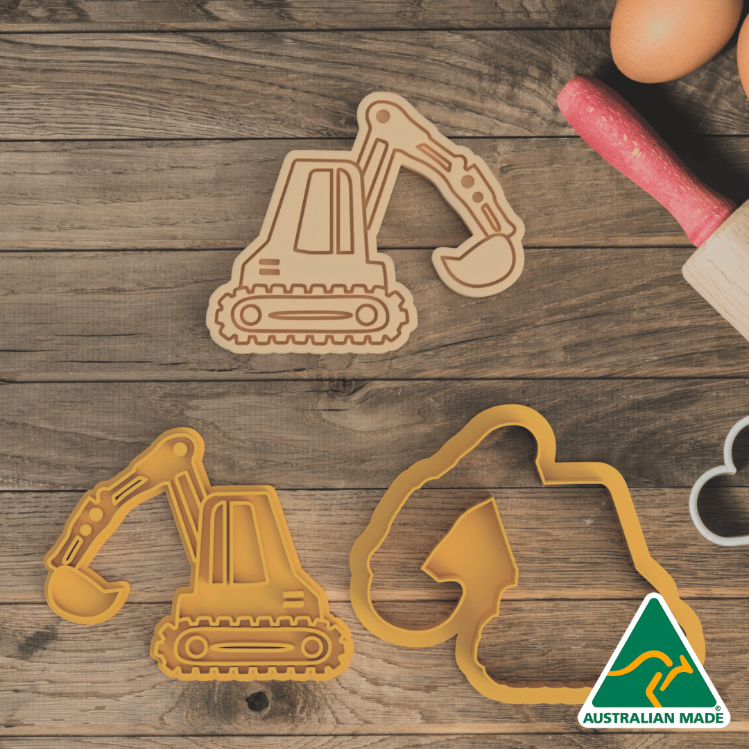 Mini Excavator Cookie Cutter and Embosser Stamp