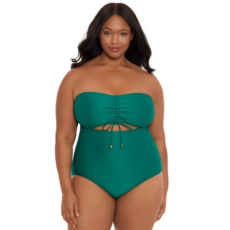 Time and Tru Women’s and Plus Ottoman Ribbed Cutout One Piece Swimsuit, Sizes S-3X
