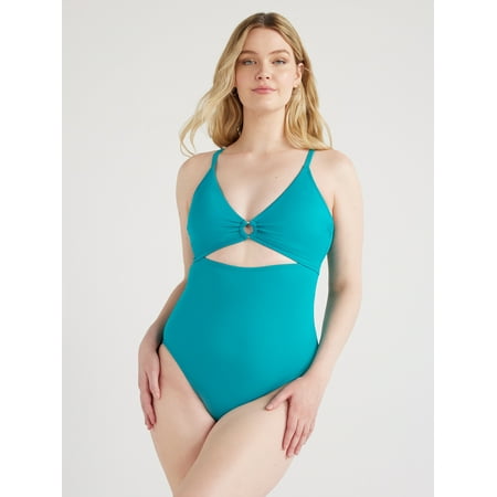 Time and Tru Women’s and Women’s Plus O Ring One Piece Swimsuit, Sizes XS-3X