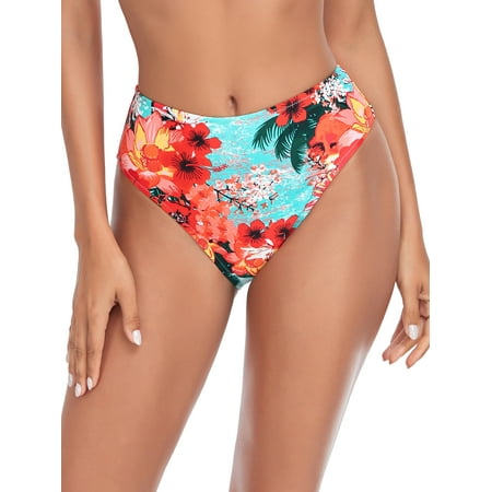 RELLECIGA Women’s Blue Floral High Cut High Waisted Bikini Bottom Size XX-Large