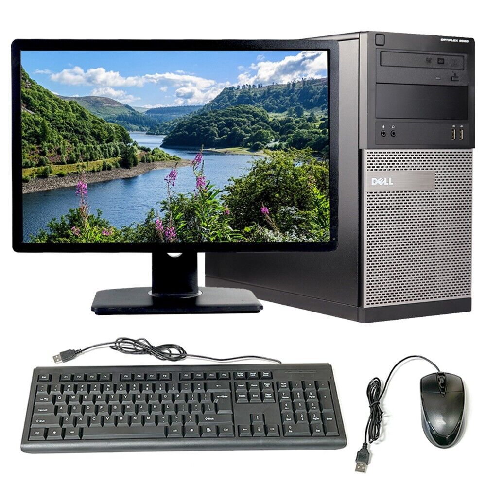 Dell OptiPlex 3020 Tower Windows 10 Pro Desktop Computer Intel i3 8GB 1TB 22 LCD