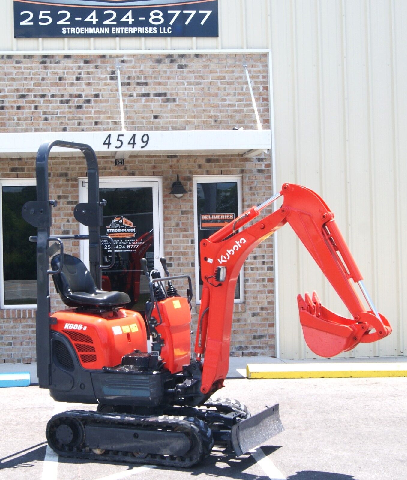 2018 Kubota K008-3 Mini Track Excavator With Straight Blade 545 Hours