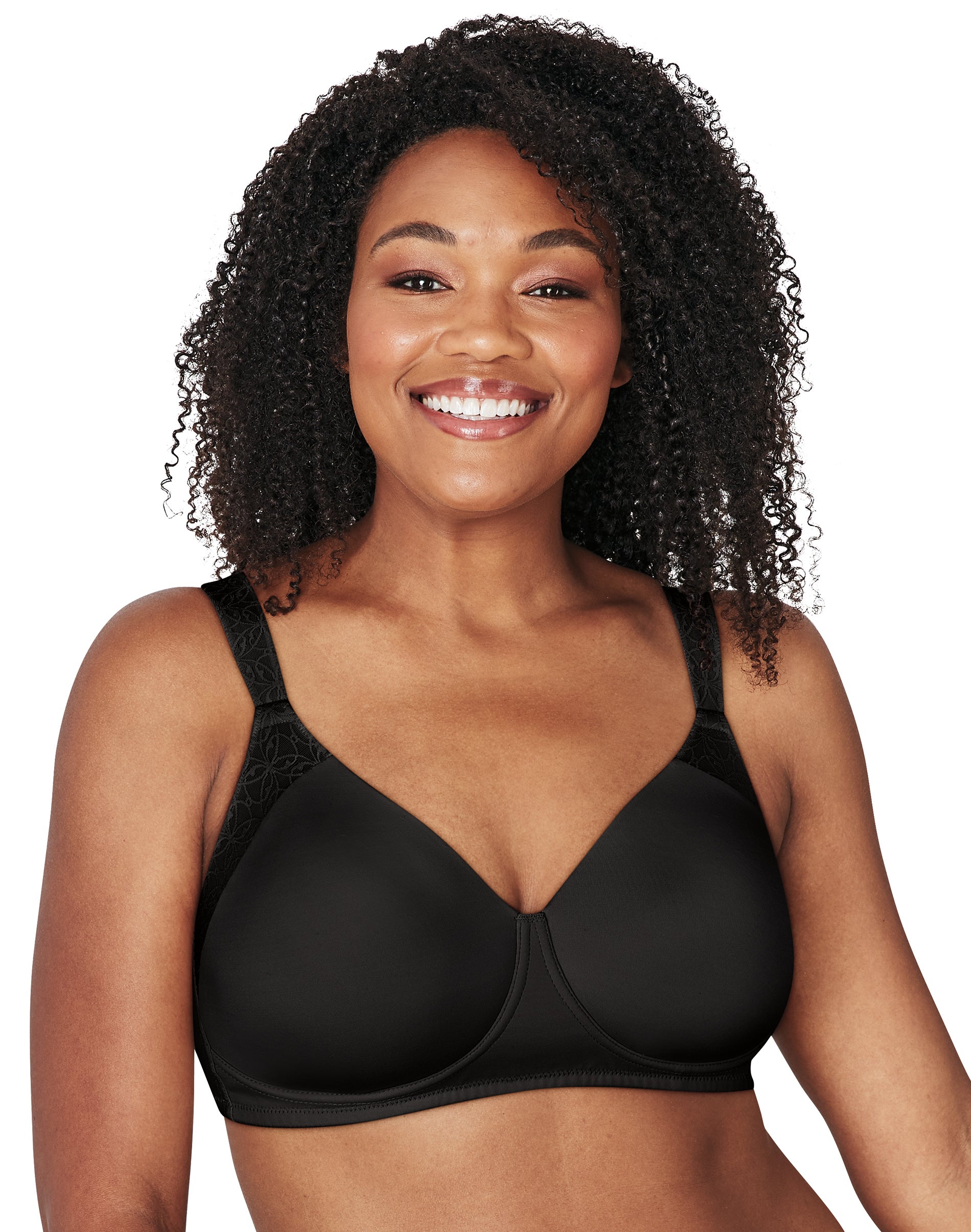 Playtex Secrets Perfectly Smooth Wireless Bra Black Side Panel 38C Women’s