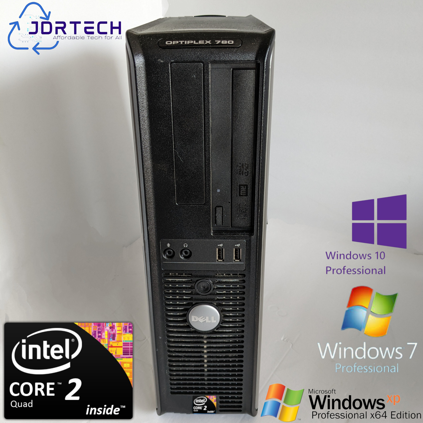 Customizable Retro Desktop Dell Optiplex 780 DT Core2Quad SSD 8GB W10/W7/ XP Pro