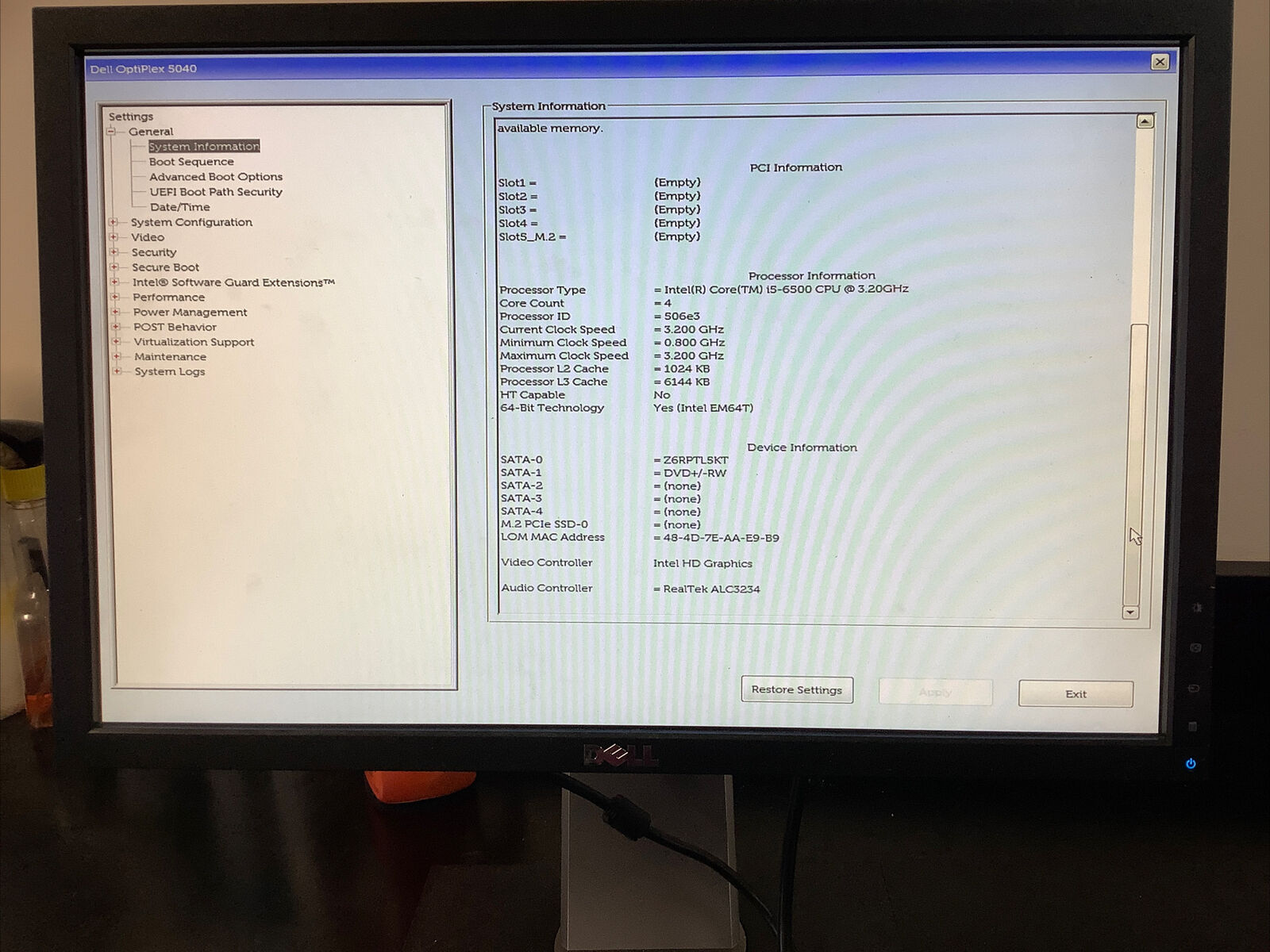 Dell Optiplex 5040 Intel Core I5-6500 3.20GHz No OS Desktop