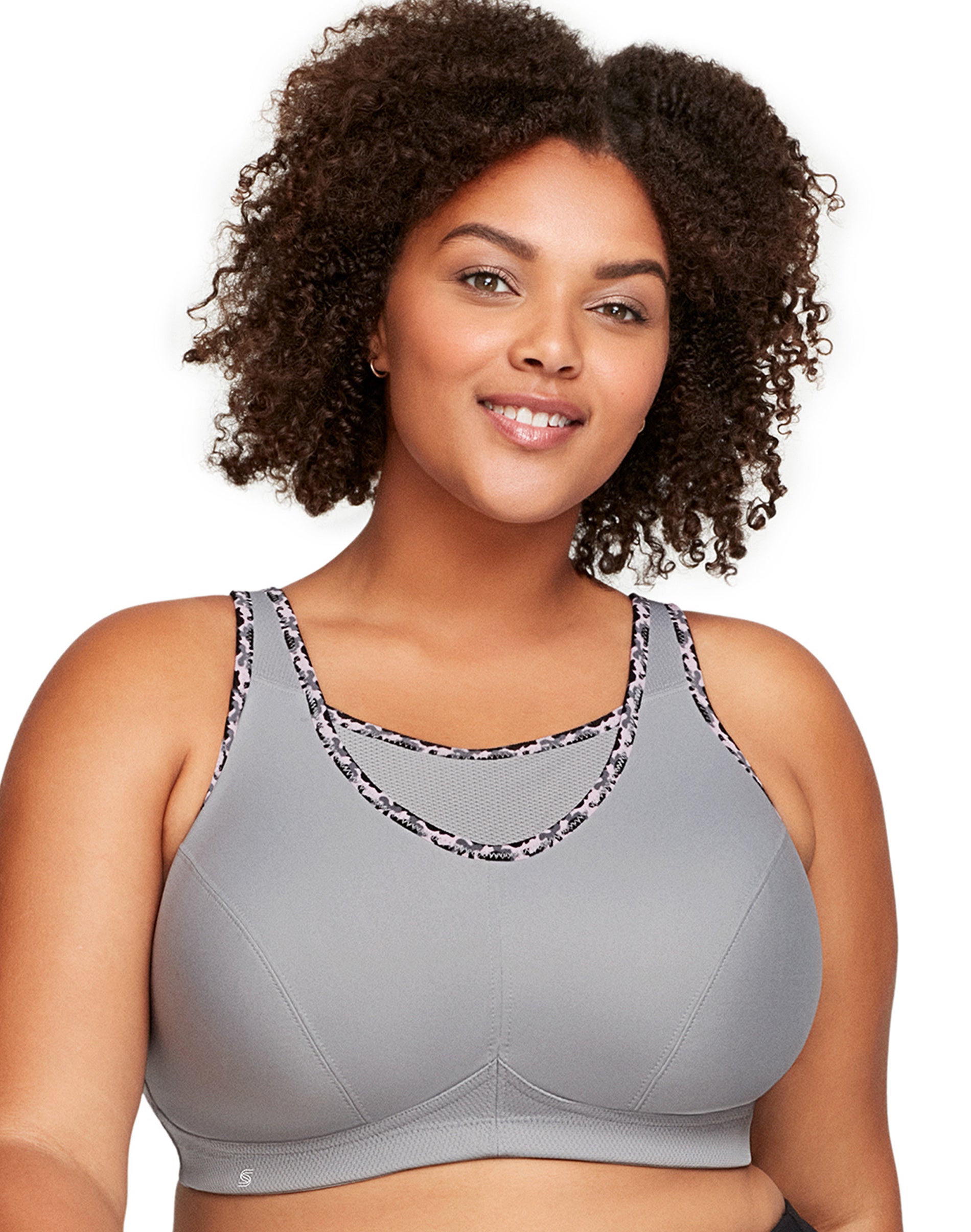Glamorise Full Figure Plus Size No-Bounce Camisole Wirefree Sports Bra Soft Grey 50G Women’s