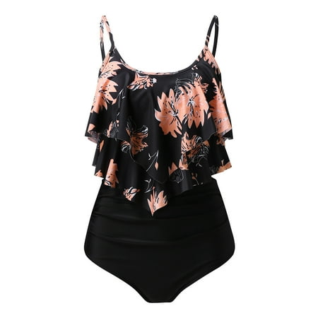 ALLLIST Swim Suits for Women 2024 Brown High Cut Back-Smoothing Graphic Sexy Swim Dress Girls’ Swimwear