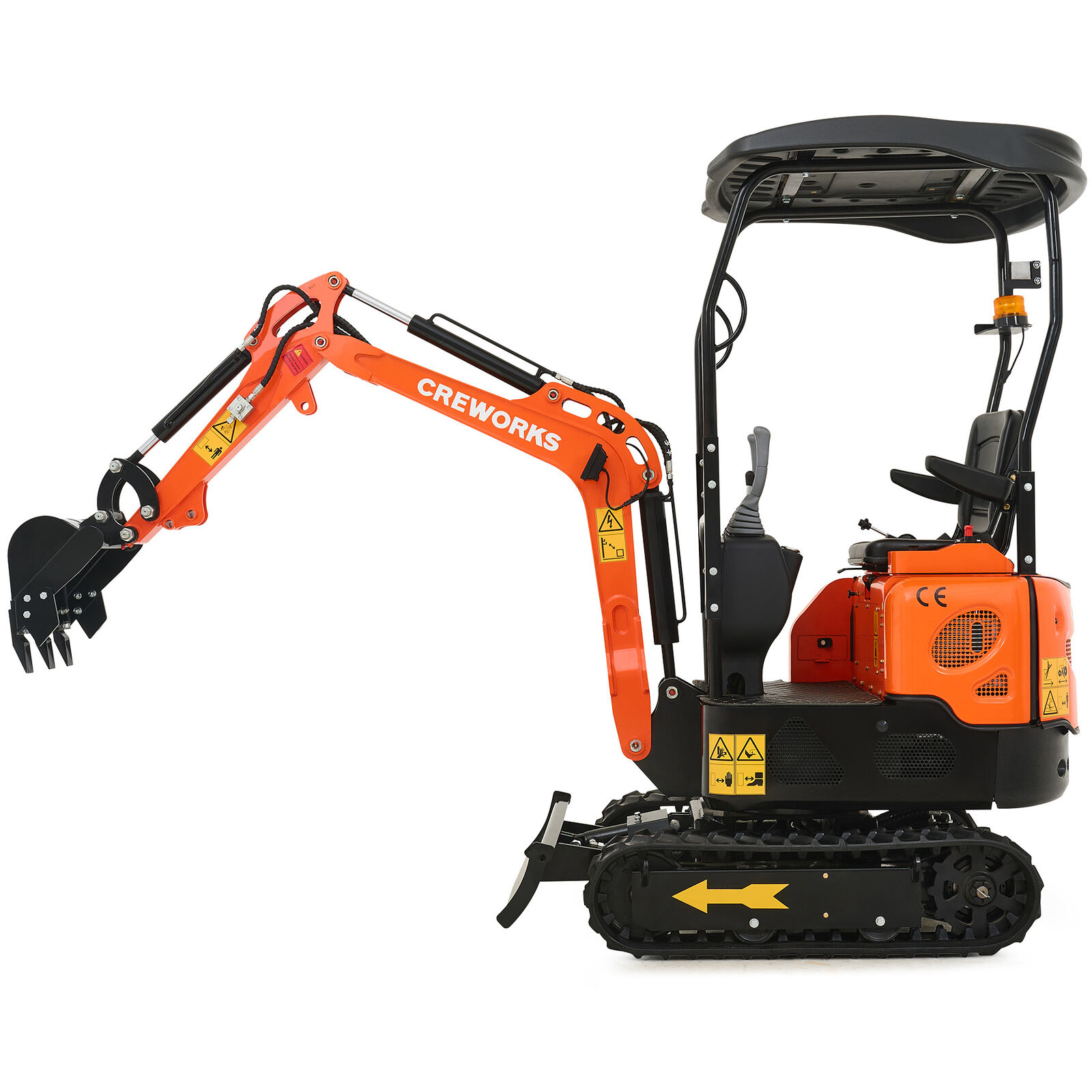 CREWORKS 13.5hp Mini Excavator 1 Ton Mini Digger Crawler with All-Terrain Tracks