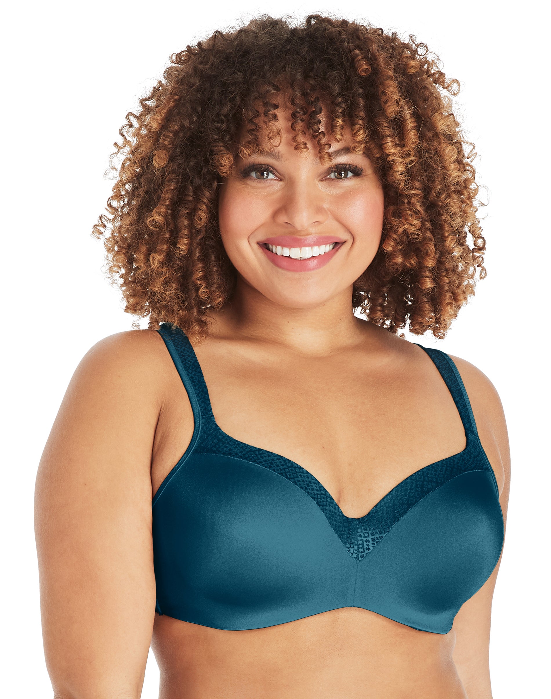 Playtex Secrets Underwire Full-Coverage Smoothing Balconette T-Shirt Bra for Full Figures Juniper Blue 38C Women’s
