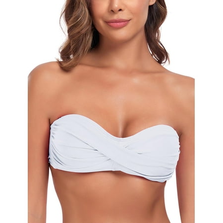 RELLECIGA Women’s Halter Swimsuit Top Twist Bandeau Bikini Top