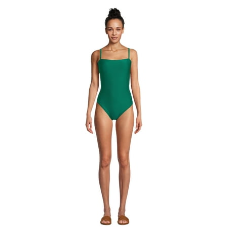 Time and Tru Women’s and Women’s Plus Bandeau Lace Up One Piece Swimsuit, Sizes XS-3X