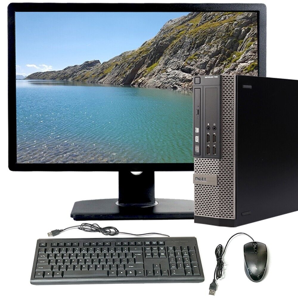 Dell i3 OptiPlex SFF Desktop Computer 8GB 500GB HD 22in LCD Windows 10 PC Wi-Fi