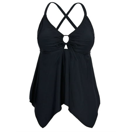Firpearl Women’s Tankini Swimsuits Modest Flowy Crossback Plus Size Bathing Suit Top