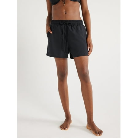 Time and Tru Women’s and Women’s Plus Woven High Waist Short Swim Bottoms, Sizes S-3X