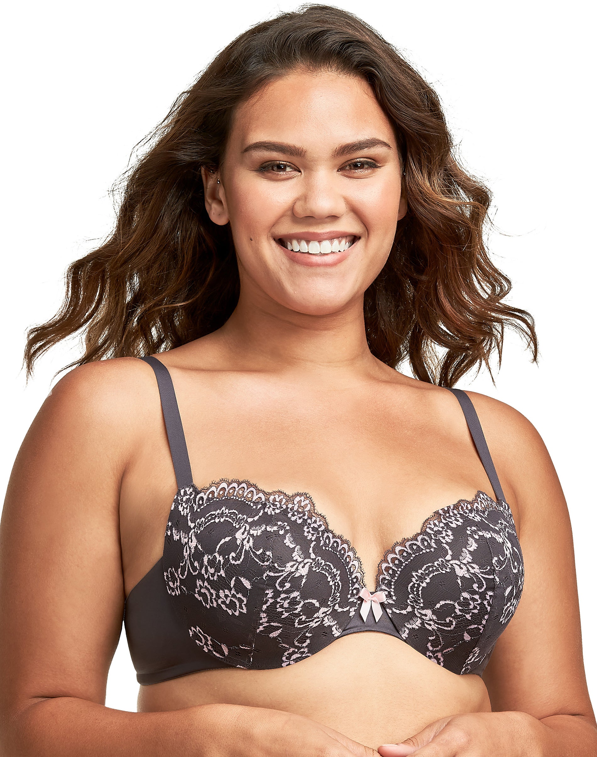 Maidenform Push Up & In Underwire Bra Rising Smoke w/Gentle Peach 36B Women’s