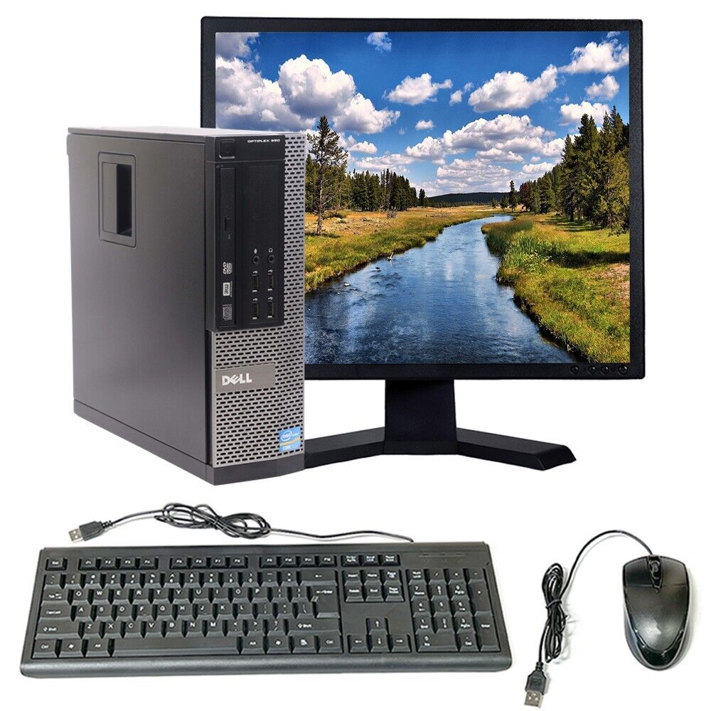 Dell Desktop Computer SFF Core i5 8GB 500GB HD DVD WIFI 19″ LCD Windows 10 PC