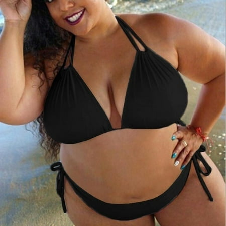 Danhjin Women Plus Size Two Piece Bikini Swimsuits with High Waisted BottomTummy Control Bathing Suits Sexy Swimsuit Neck Push Up Bathing Suits – Summer Savings Clearance