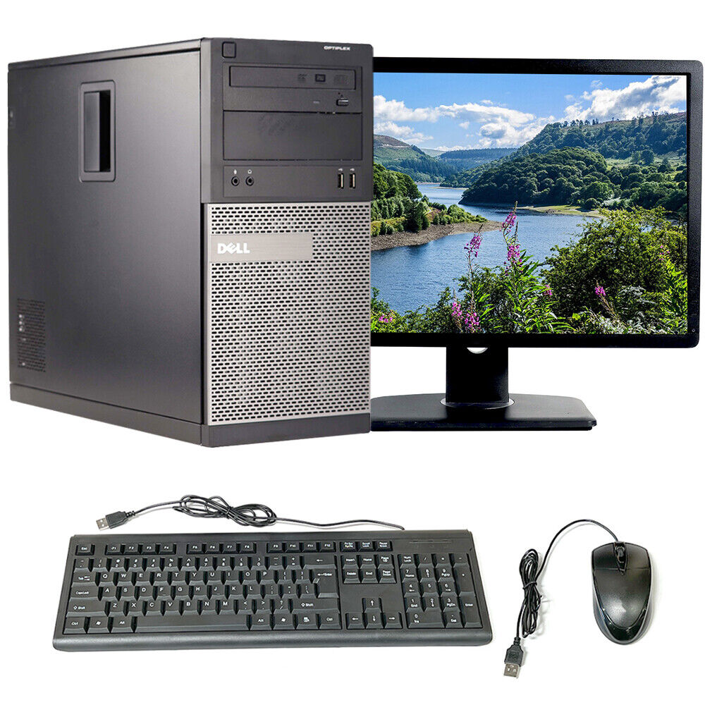 Dell i5 Desktop Computer PC Tower 8GB RAM 128GB SSD 22″ LCD Windows 10 Pro Wi-Fi