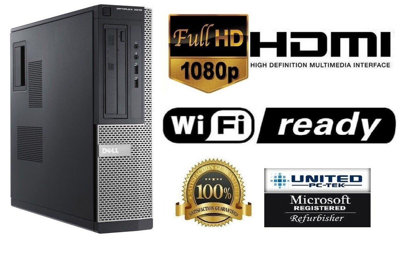 Dell OptiPlex Windows 7 Pro Core i3 3.3GHz PC Desktop 90 Day Warranty WiFi 32BIT